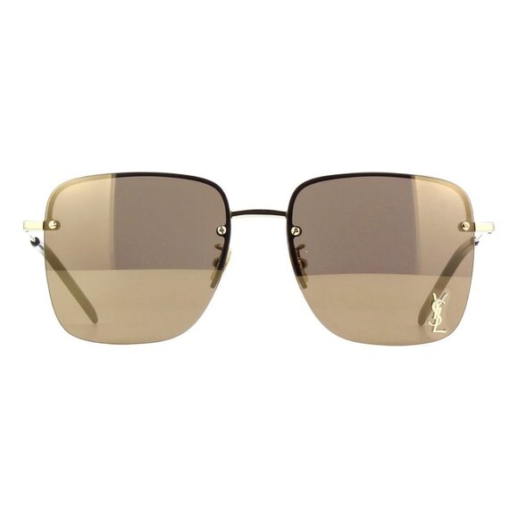 New SAINT LAURENT Gold Semi Rimless Square SL312 M 006 Sunglasses Women - Picture 2 of 4